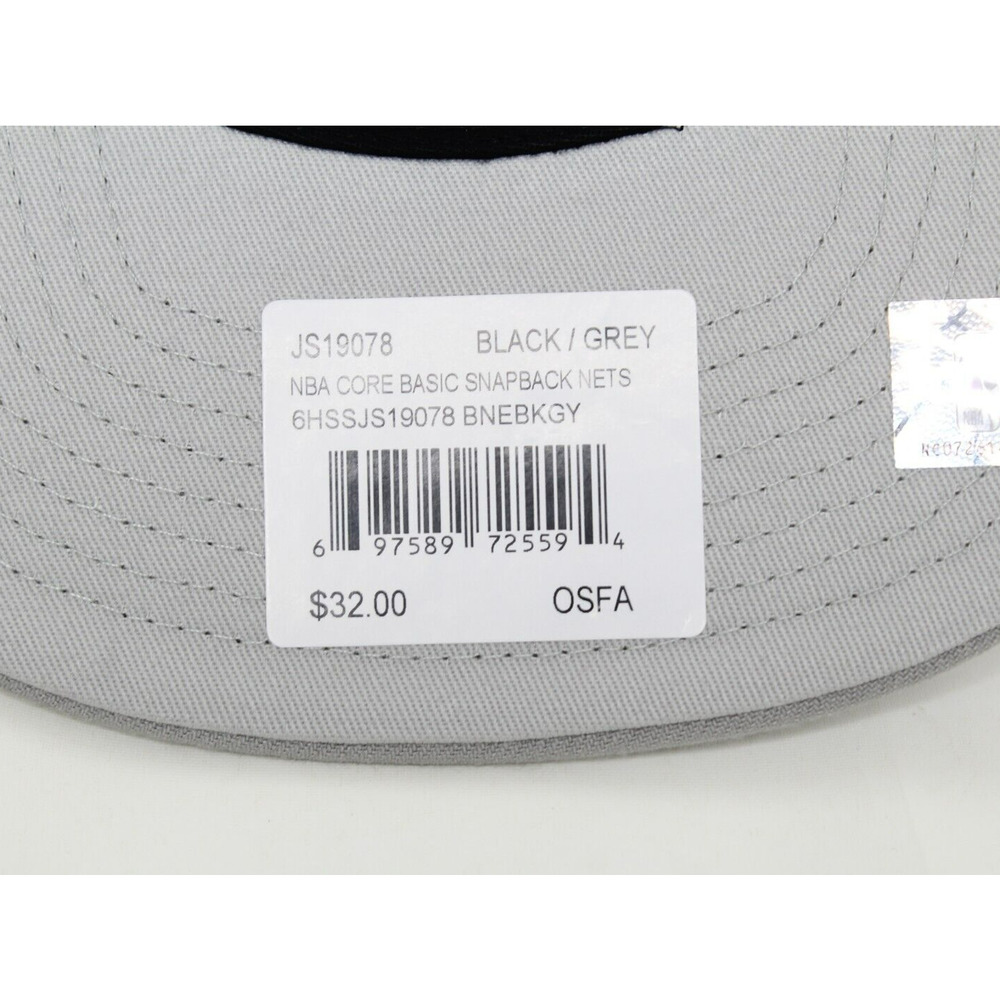 Mitchell & Ness Brooklyn Nets Black/ Gray Adjustable Snapback Hat Cap NWT - Picture 6 of 8